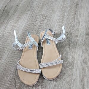 Badgley Mischka Silver Rhinestone Strappy Kids Sandals